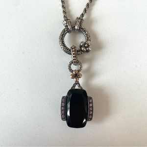 Barbara Bixby sterling necklace with removable black onyx charm
